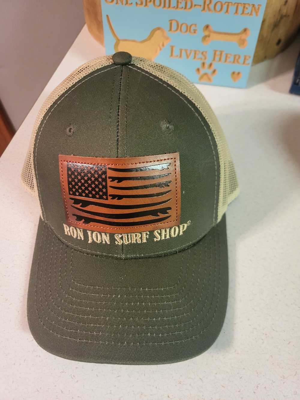 Ron Jon Surf Shop Olive and Tan Mesh Trucker Hat
